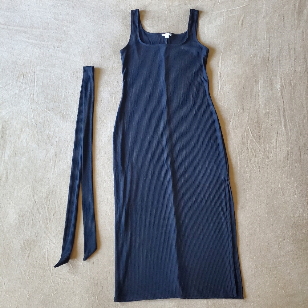 Women's Sleeveless Midi Bodycon Black Dress Medium